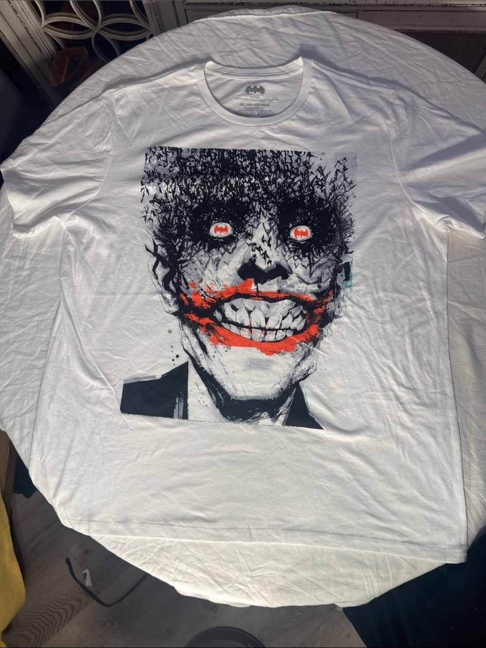 White Graphic Long-Sleeve Tee with Joker